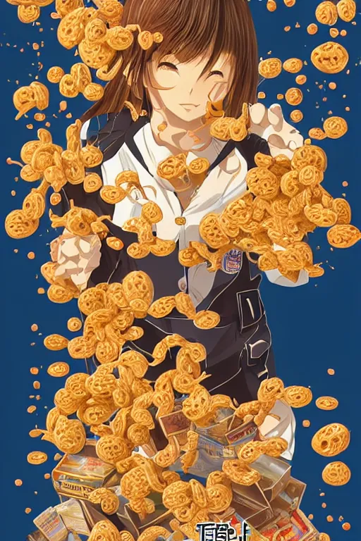 Prompt: manga cover, intricate cereal boxes background, cereal, emotional lighting, character illustration by tatsuki fujimoto