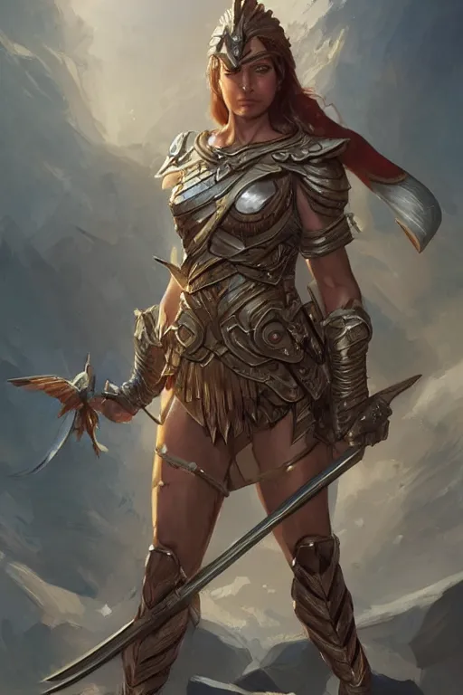 Image similar to amazon valkyrie athena, d & d, fantasy, portrait, highly detailed, headshot, digital painting, trending on artstation, concept art, sharp focus, illustration, art by artgerm and greg rutkowski and magali villeneuve