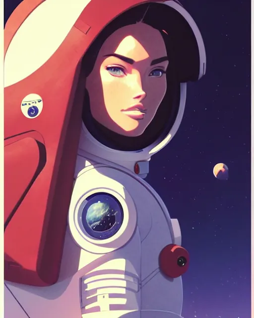 Prompt: azctec astronaut, megan fox, detailed perfect face, exquisite details, fire magic, mid view, design on a white background, by studio muti, greg rutkowski makoto shinkai takashi takeuchi studio ghibli