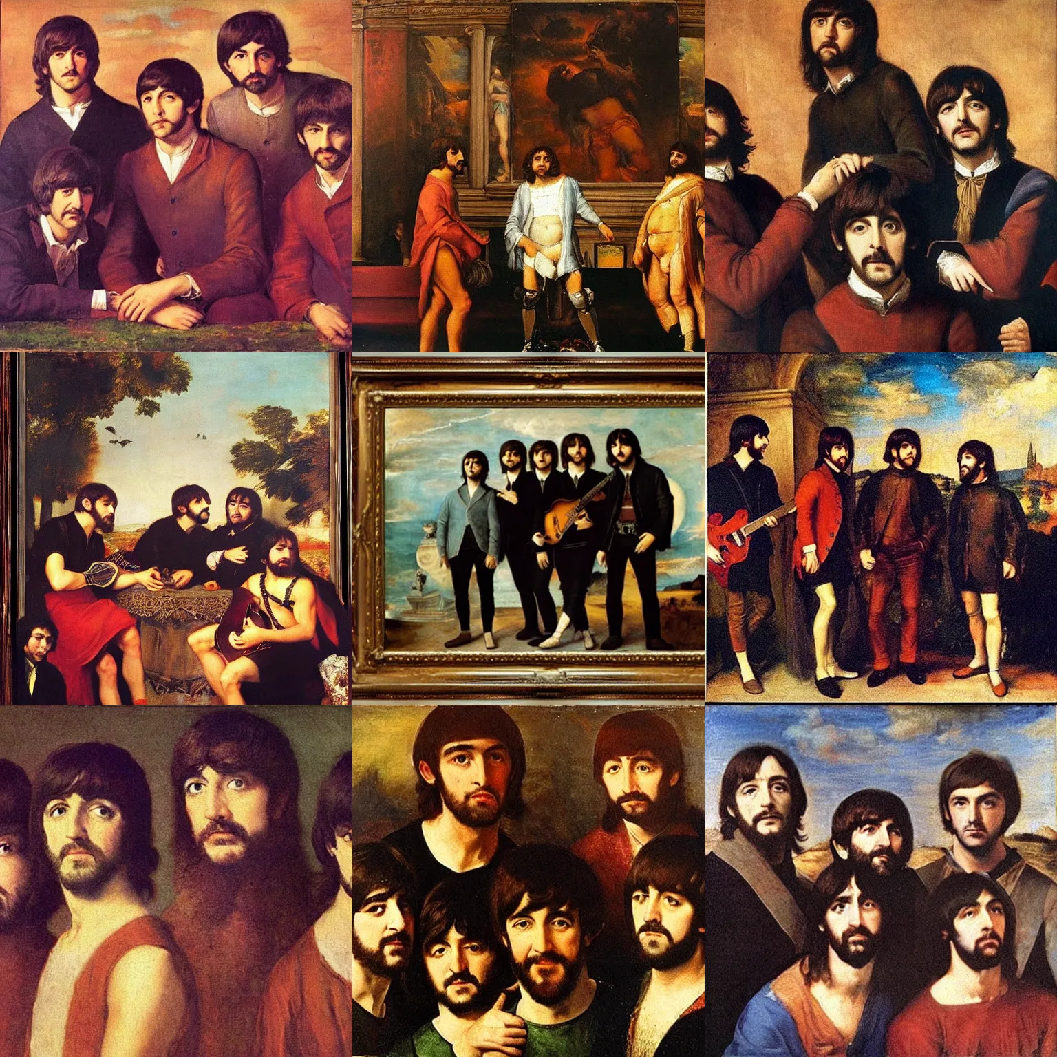 Prompt: Titian painting of The Beatles