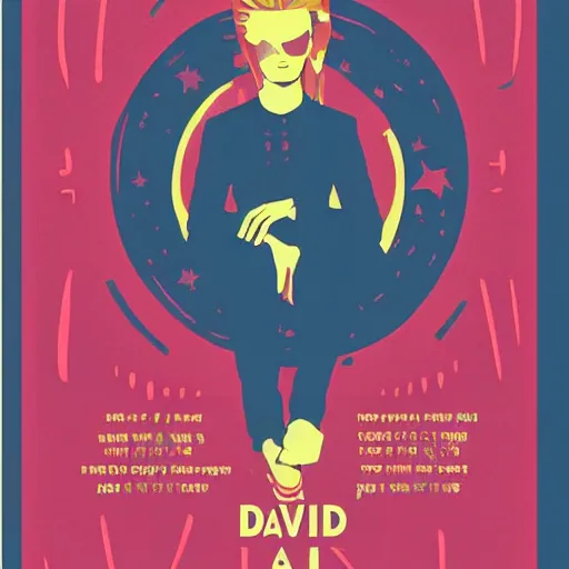 Prompt: a poster for a david bowie tribute dj - set at the indie club common people. alladin sane. illustrated and designed by annika backstrom