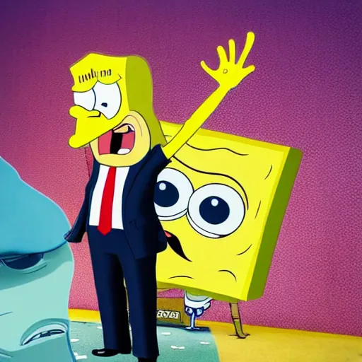 Prompt: Donald Trump in SpongeBob SquarePants body, hyper realistic photography, 8k,