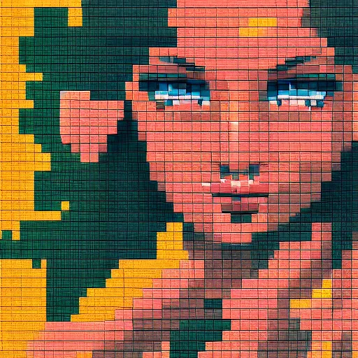 Image similar to beautiful female pixel art, close up face, trending on Artstation