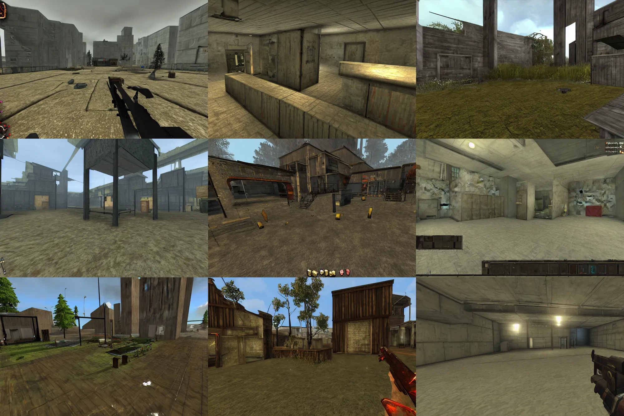 Prompt: garry's mod, steam workshop maps, liminal spaces, source engine map, interior gameplay screenshot
