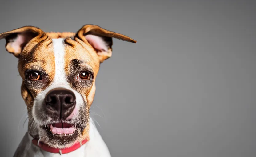 Prompt: studio photography of a funny dog, detailed face, cinematic lighting, 8 k