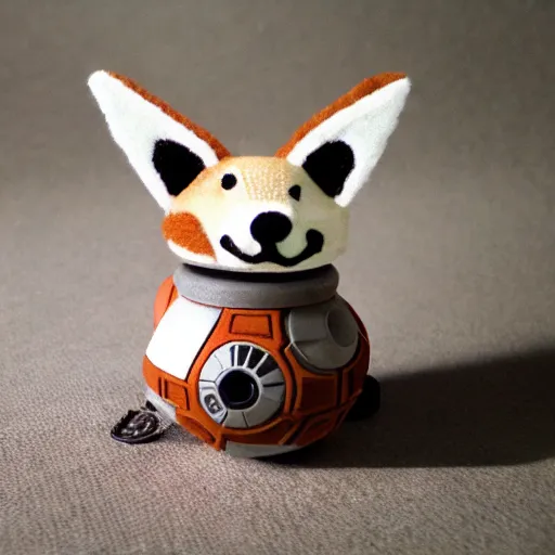 Image similar to corgi droid, star wars, cinematic, hyperrealistic, detailed