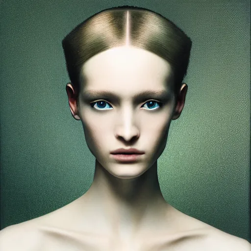 Prompt: extremely detailed, intricate photrealistic portrait beautiful female android, art by paolo roversi, h 7 0 4