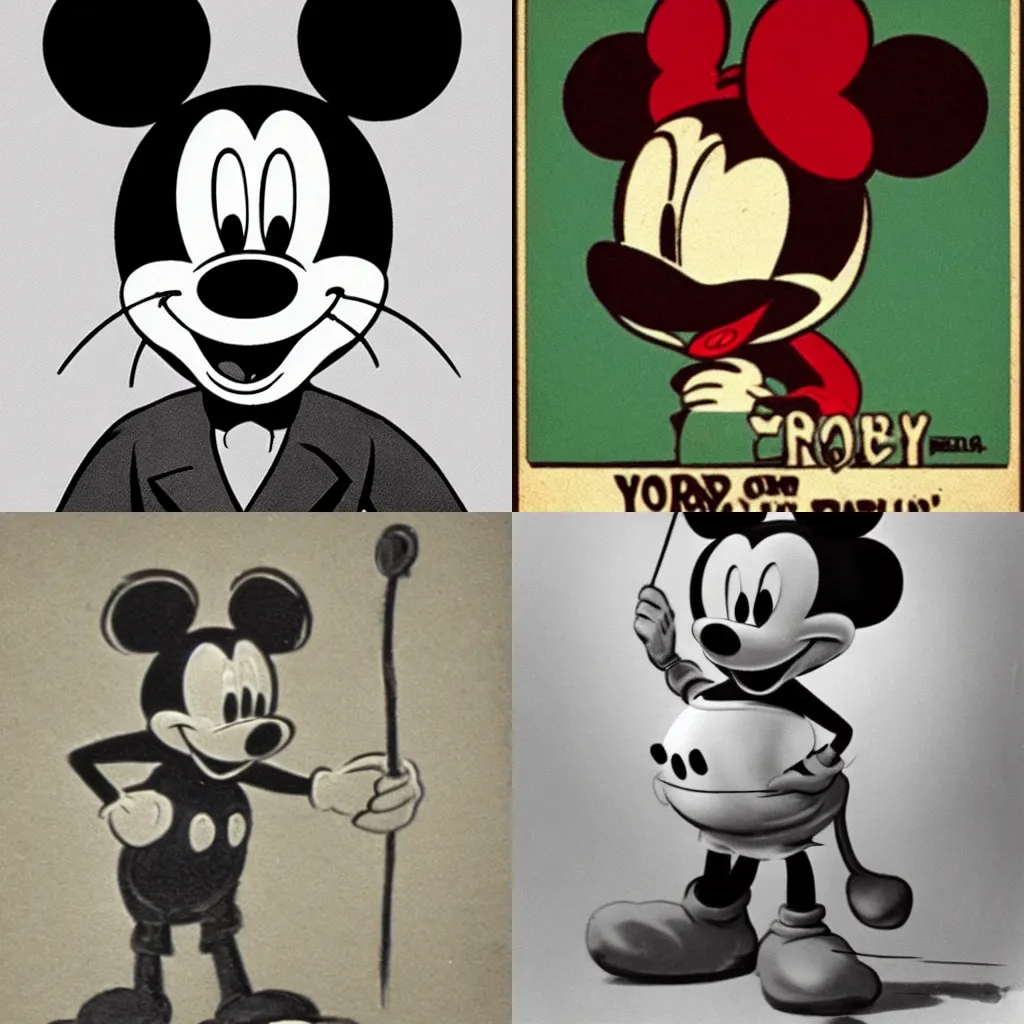 Prompt: angry micky mouse in 1920's