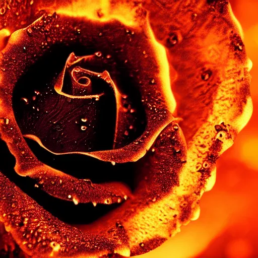 Image similar to award - winning macro of a beautiful black rose made of molten magma and nebulae on black background by harold davis, highly detailed, inner glow, trending on deviantart, artstation and flickr, nasa space photography, national geographic