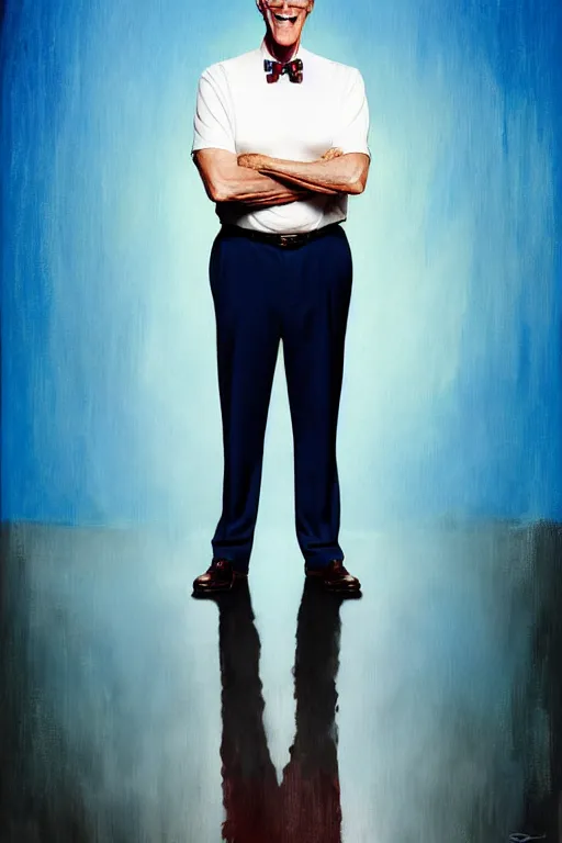 Image similar to a painting of ted danson in the good place, art by robin eley