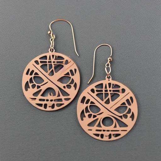 Image similar to segmented 2d laser cut earrings, wiccan symbols