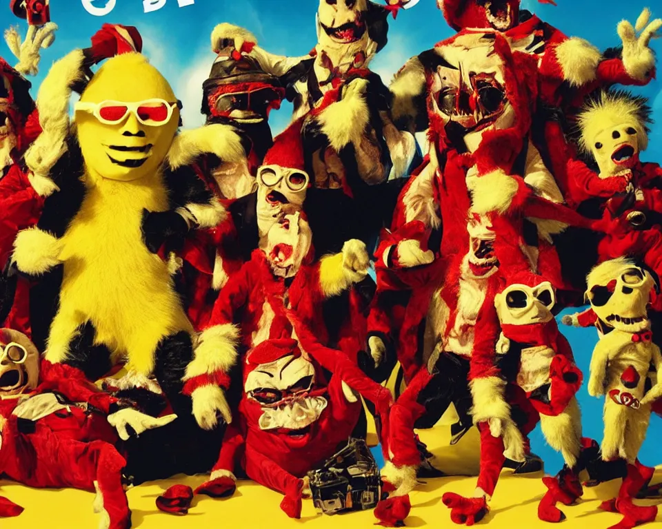 Image similar to a horror movie poster featuring The Banana Splits