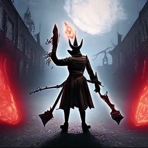 Image similar to “ a still of patrick star as a bloodborne boss ”