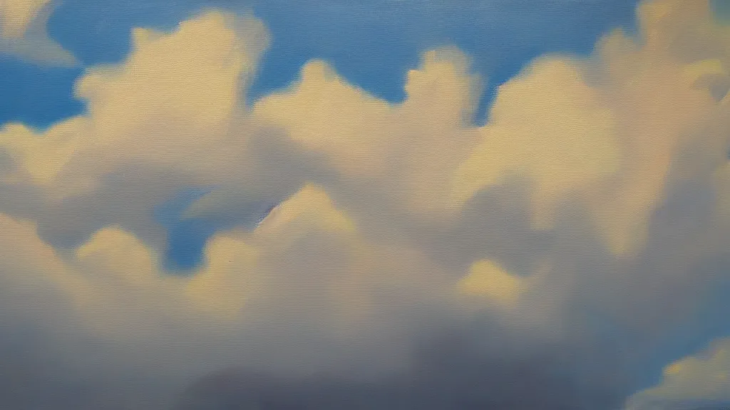 Image similar to oil painting of clouds by ian fisher, 4 k resolution