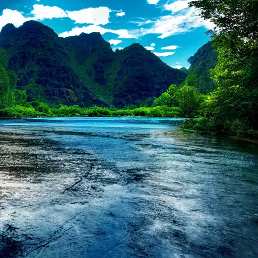 Image similar to A landscape, 4k UHD, desktop wallpaper