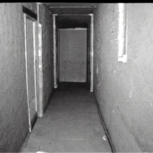 Prompt: low quality 1990s footage of a creepy basement