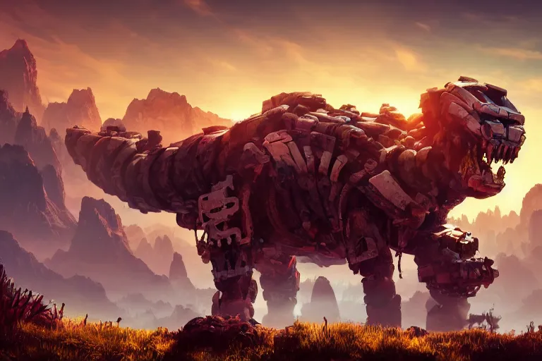 Image similar to tremortusk machine mecanical creature robot of horizon forbidden west horizon zero dawn bioluminiscence global illumination ray tracing hdr fanart arstation by ian pesty and alena aenami artworks in 4 k