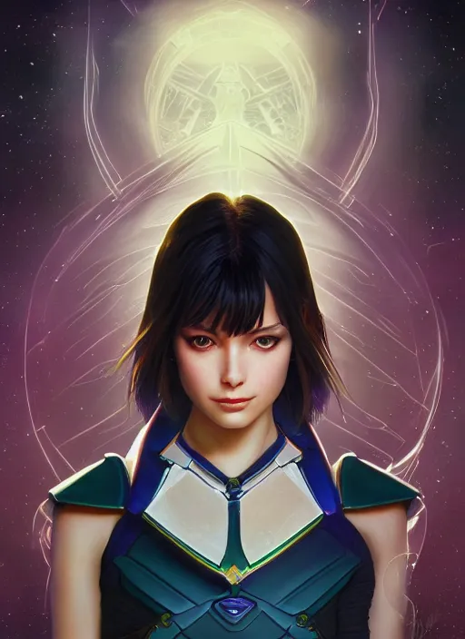 Image similar to symmetry!! portrait of sailor saturn! alien in the style of horizon zero dawn, machine face, intricate, elegant, highly detailed, digital painting, artstation, concept art, smooth, sharp focus, illustration, art by artgerm and greg rutkowski and alphonse mucha, 8 k