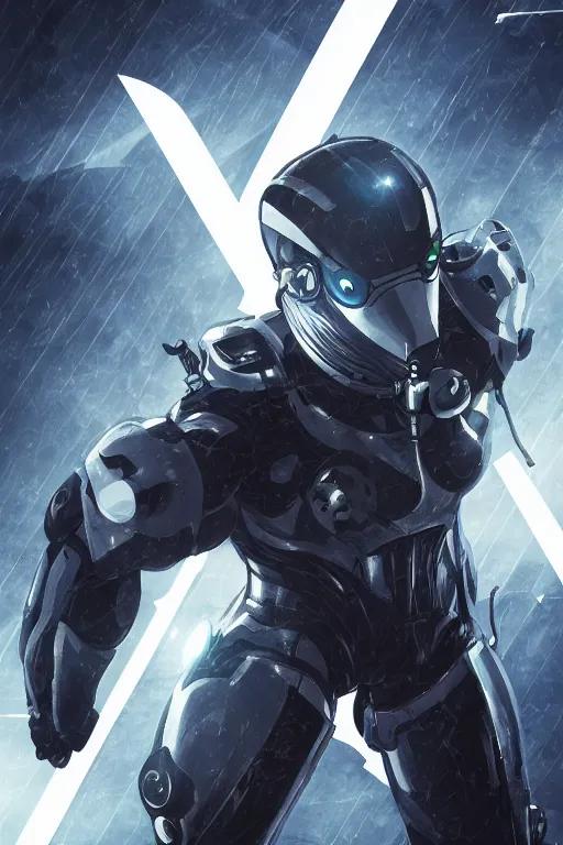 Image similar to cyber cyborg ninja mask helmet metal gear solid artic suit swat commando, global illumination ray tracing hdr fanart arstation by sung choi and eric pfeiffer and gabriel garza and casper konefal, a spectacular view cinematic rays of sunlight comic book illustration, by john kirby