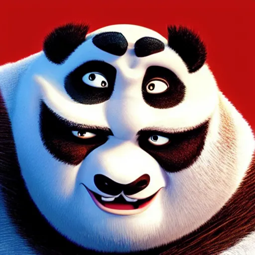 Prompt: film still of po from kung fu panda with the face of jack black