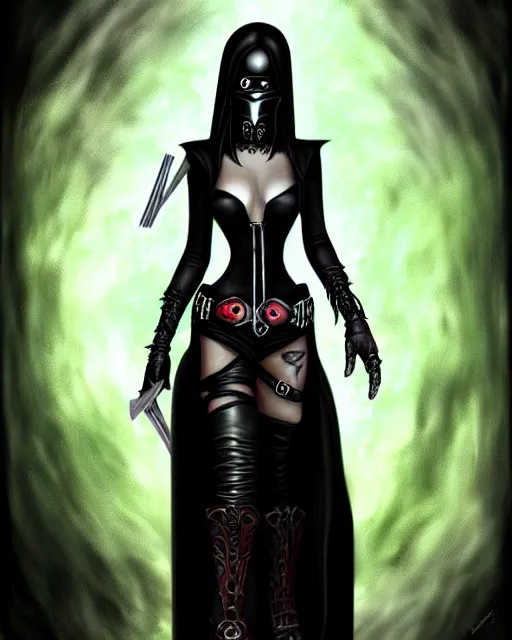 Prompt: bounty hunter, a digital painting by anne stokes, deviantart contest winner, gothic art, gothic, goth, dark and mysterious