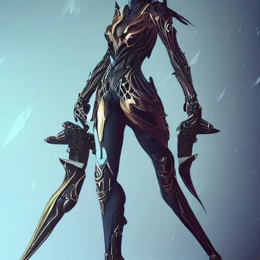 Image similar to beautiful intricate fanart of valkyr female warframe, stunning elegant pose, well designed, high quality, artstation, deviantart, octane render