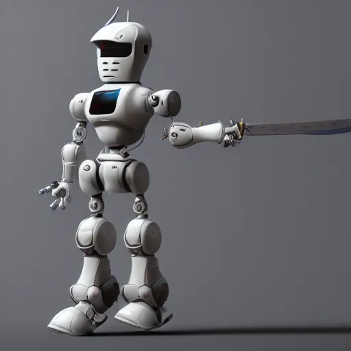 Image similar to a toy figure of a robot with a sword, a raytraced image by Yoshiyuki Tomino, polycount, toyism, marvel comics, polycount, made of trash