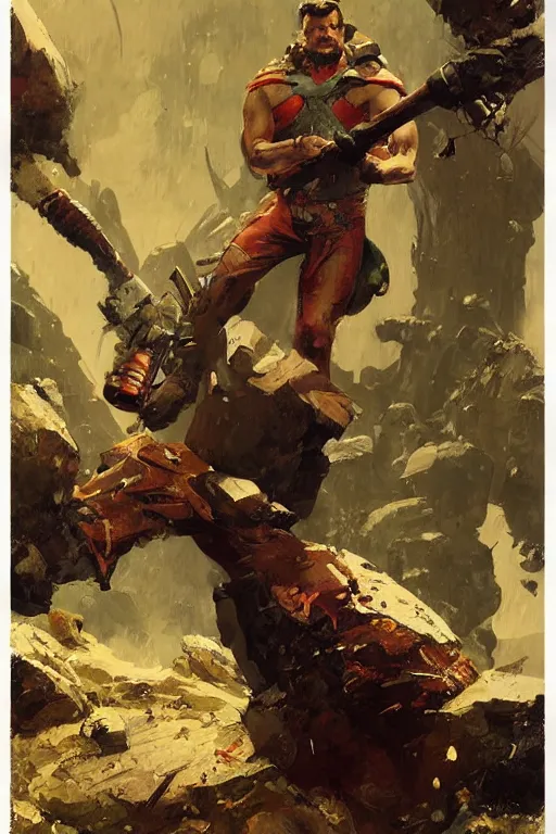 Image similar to pulp scifi fantasy illustration full body portrait marvel superhero paul bunyan carrying axe, by norman rockwell, jack kirby, bergey, craig mullins, ruan jia, jeremy mann, tom lovell, 5 0 s, astounding stories, amazing, fantasy, other worlds