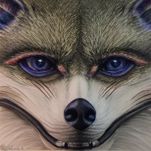 Prompt: Intricate five star Fox facial portrait by Monica Lee, Colored pencil on paper, high detail, skin texture, photo realistic, hyperrealism,matte finish, high contrast, 3d depth, masterpiece, vivid colors, artstationhd