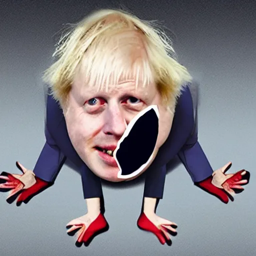 Prompt: boris johnson as a horror figure, crawling on the ceiling