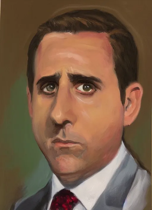 Image similar to portrait painting of michael scott in the style of procter dod