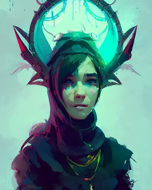 Prompt: dragon priestess portrait, ismail inceoglu, ross tran