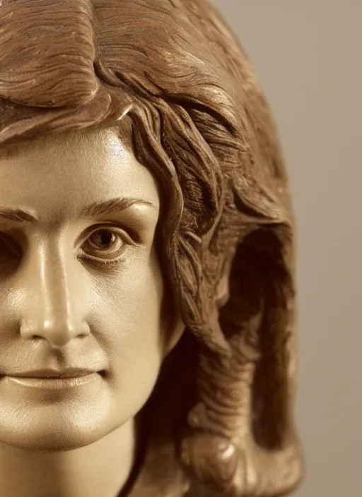 Image similar to high intricate bust of an young margot kidder [ 1 9 7 0 ] from superman movie carved from wood in baroque style, studio light, maria panfilova, andrea savchenko, mike kime, ludovic plouffe, qi sheng luo, oliver cook, trending on artstation