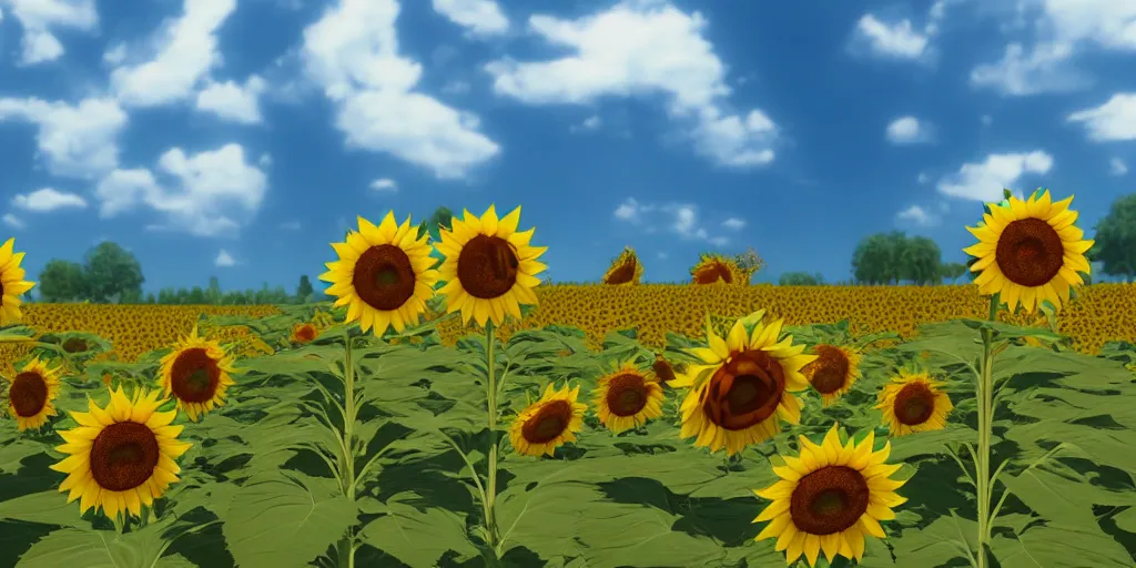 Image similar to beautiful sunflowers, unreal engine