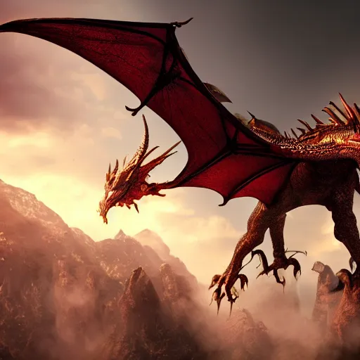 Prompt: dragon, hyper realistic, very detailed, realistic lighting, fantasy, 4 k, in the style of anry