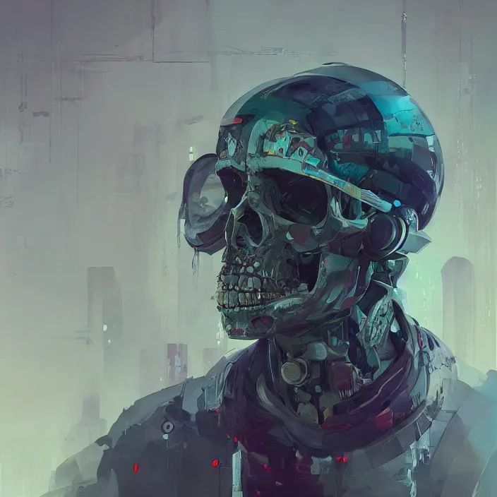 Image similar to a beautiful painting of a cyberpunk skull by sergey kolesov and pascal blanche and ruan jia and malika favre, in style of noir illustration. colorful comic, symmetry, sci fi, hyper detailed. octanev render. trending on artstation