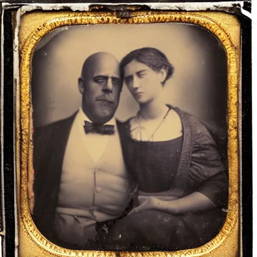 Prompt: tintype photo of homer simpson and marge simpson from the simpsons by julia margaret cameron 1 8 8 0 s, realistic, body shot, sharp focus, 8 k high definition, insanely detailed, intricate, elegant, cherry blossoms