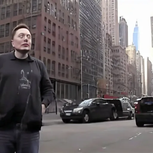 Image similar to homeless man new york city elon musk, 4k, award-winning cinematography