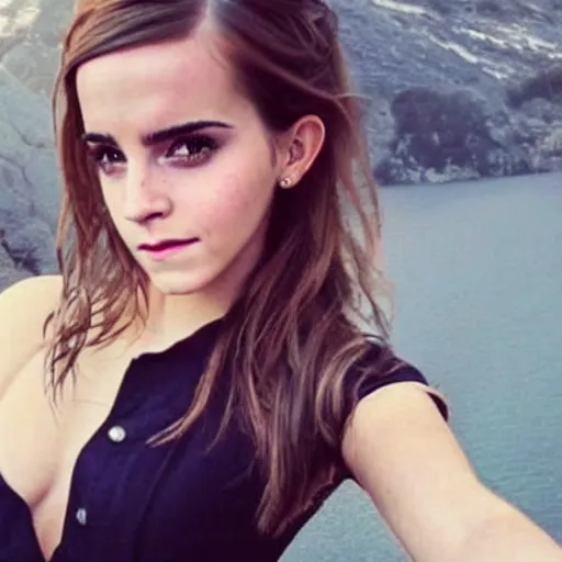 Image similar to A still of Emma Watson and Kim Kardashian combined into one person