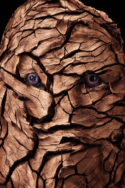 Image similar to 📷 markiplier's tree bark skin, made of tree bark, head portrait, dynamic lighting, 4 k