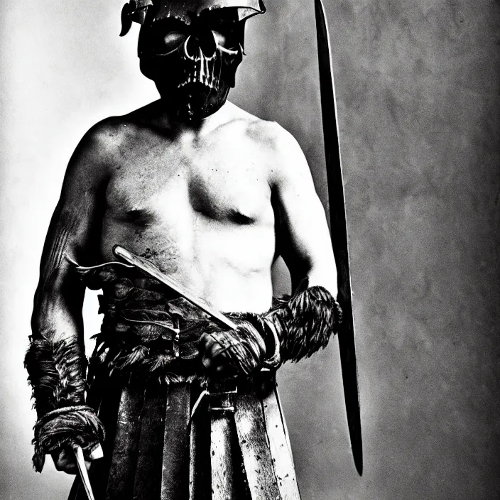 Prompt: portrait photograph of an executioner warrior