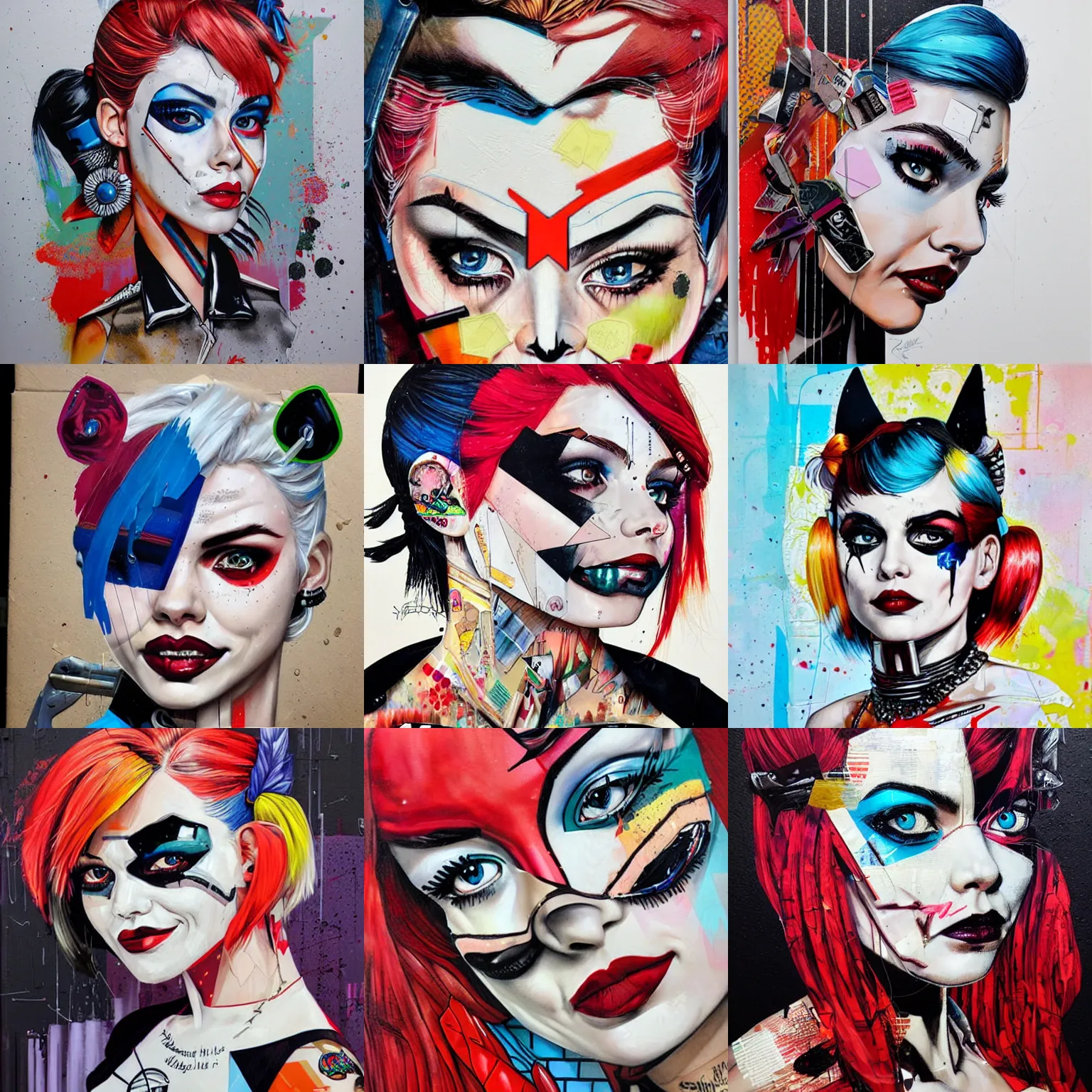 Prompt: harley quin mixed media by sandra chevrier