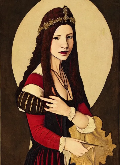 Prompt: portrait of young woman in renaissance dress and renaissance headdress, art by stan lee