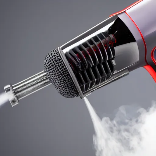 Prompt: a flamethrower in the design of a hairdryer, detailed product photo, 3 d render, blender