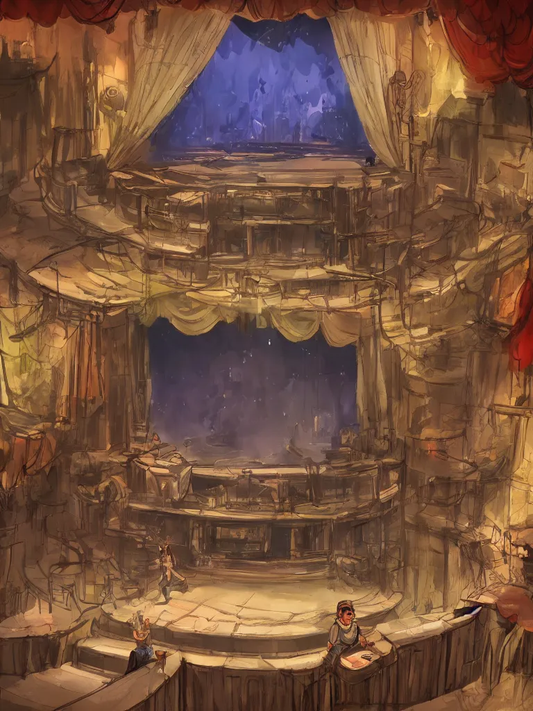 Image similar to theater spotlights on stage by disney concept artists, blunt borders, rule of thirds
