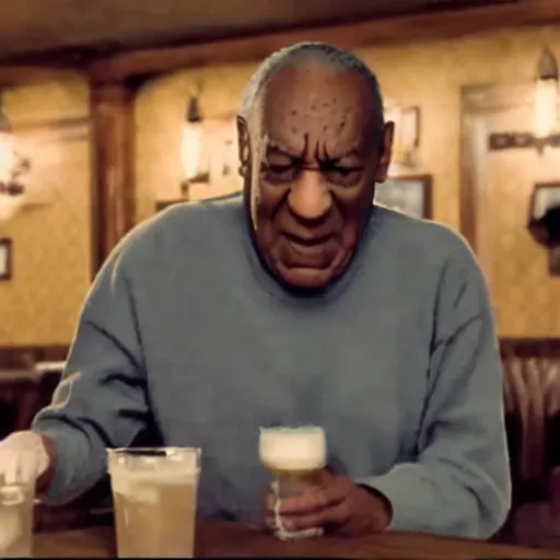 Image similar to bill cosby serving drinks at a bar. photorealistic ultra high definition. movie still.