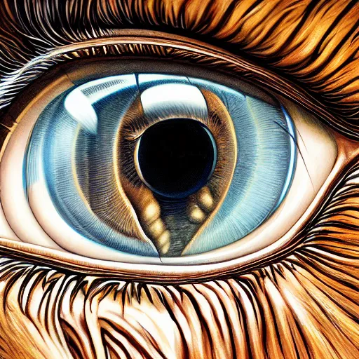 Prompt: macro photograph of a rabbit eye with a reflection of a wolf in it, intricate, elegant, highly detailed, centered, digital painting, artstation, concept art, smooth, sharp focus, illustration, artgerm, donato giancola, Joseph Christian Leyendecker, WLOP, Boris Vallejo, Artgerm