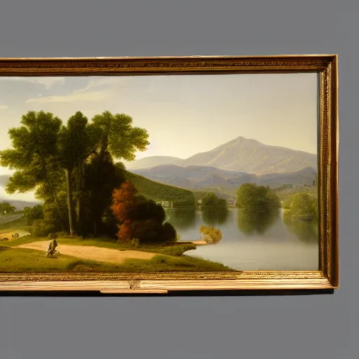 Prompt: A serene landscape in the style of Asher Brown Durand.