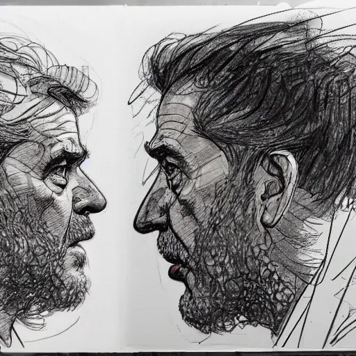 Image similar to a realistic yet scraggly portrait sketch of the side profile of a stern and sophisticated the g - man, trending on artstation, intricate details, in the style of frank auerbach, in the style of sergio aragones, in the style of martin ansin, in the style of david aja, in the style of mattias adolfsson