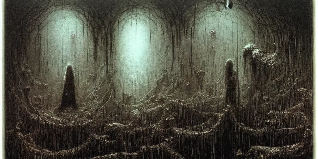 Prompt: dark underground by Beksinski, Luis Royo